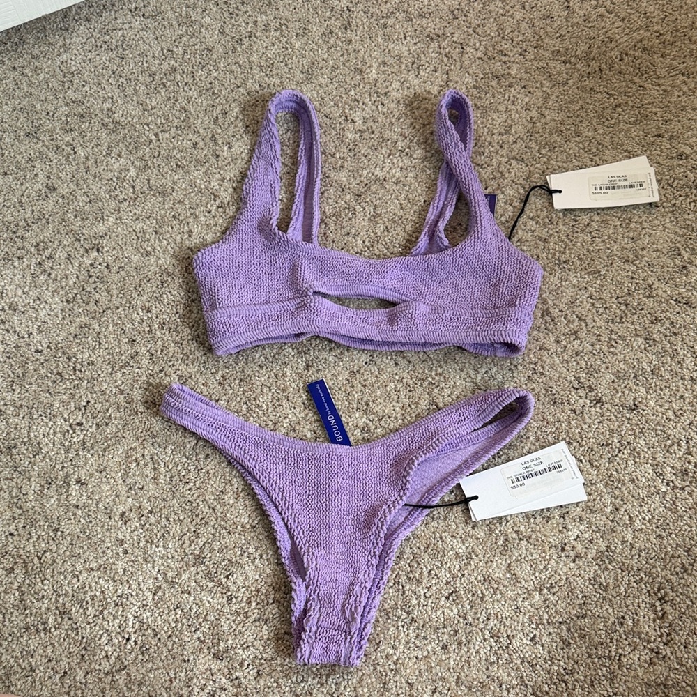 bond-eye Lilac Textured Cutout Bikini Set